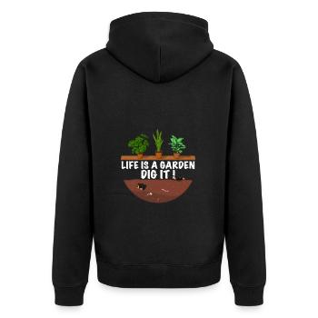Drôle de jardinier disant - Veste à capuche bio Premium Unisexe - noir - Dos - Nico (187cm)