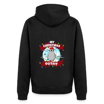Mein Weihnachten Outfit Baby Pinguin - Unisex Premium Bio Zip Hoodie - Schwarz - Hinten - Nico (187cm)