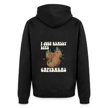 Capybara anniversaire drôle de dicton - Veste à capuche bio Premium Unisexe - noir - Dos - Nico (187cm)