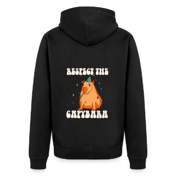 Capybara anniversaire drôle de dicton - Veste à capuche bio Premium Unisexe - noir - Dos - Nico (187cm)