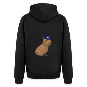 Capybara - Unisex Premium Organic Zip Hoodie - black - Back - Nico (187cm)