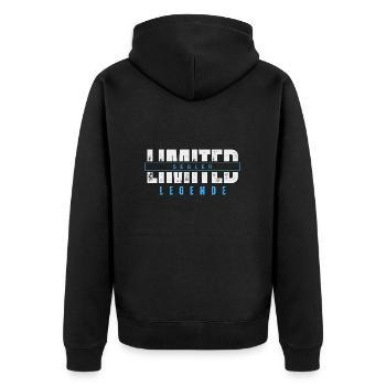 Limited Sailor Legend. - Unisex Premium Organic Zip Hoodie - black - Back - Nico (187cm)