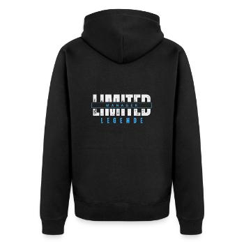Limited Manager Legend. - Unisex Premium Organic Zip Hoodie - black - Back - Nico (187cm)