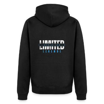 Limited grinder legend. - Unisex Premium Organic Zip Hoodie - black - Back - Nico (187cm)