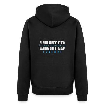 Limited Philosopher Legend. - Unisex Premium Organic Zip Hoodie - black - Back - Nico (187cm)