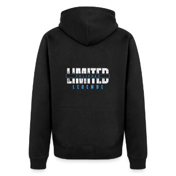 Limited Polierer Legende. - Unisex Premium Bio Zip Hoodie - Schwarz - Hinten - Nico (187cm)