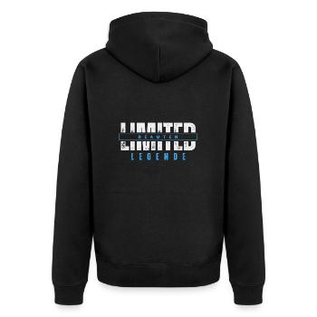 Limited Beamter Legende. - Unisex Premium Bio Zip Hoodie - Schwarz - Hinten - Nico (187cm)
