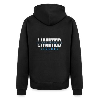 Limited Kaufmann Legende. - Unisex Premium Bio Zip Hoodie - Schwarz - Hinten - Nico (187cm)