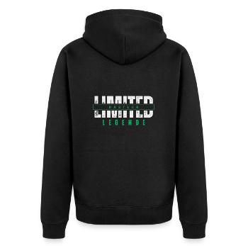 Limited Hobbyist Legend. - Unisex Premium Organic Zip Hoodie - black - Back - Nico (187cm)