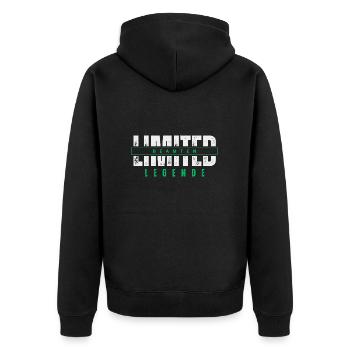 Limited Beamter Legende. - Unisex Premium Bio Zip Hoodie - Schwarz - Hinten - Nico (187cm)