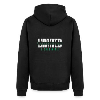 Limited Schulleiter Legende. - Unisex Premium Bio Zip Hoodie - Schwarz - Hinten - Nico (187cm)