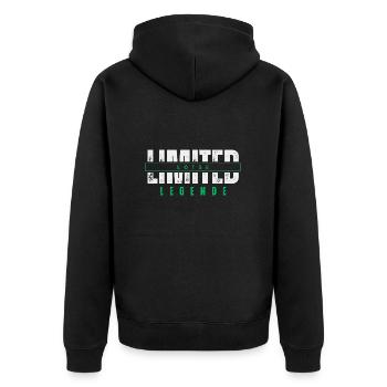 Limited Lotse Legende. - Unisex Premium Bio Zip Hoodie - Schwarz - Hinten - Nico (187cm)