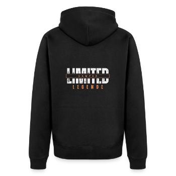 Limited Camper Legende. - Unisex Premium Bio Zip Hoodie - Schwarz - Hinten - Nico (187cm)