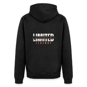 Limited Mechanic Legend. - Unisex Premium Organic Zip Hoodie - black - Back - Nico (187cm)