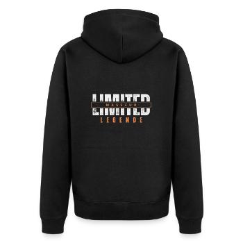 Limited masseur legend. - Unisex Premium Organic Zip Hoodie - black - Back - Nico (187cm)