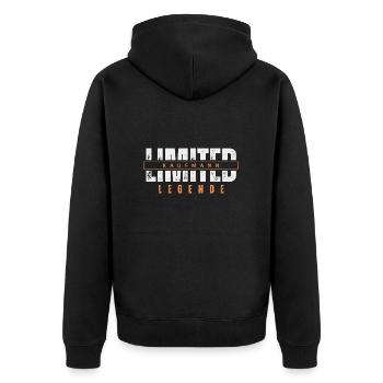 Limited Kaufmann Legende. - Unisex Premium Bio Zip Hoodie - Schwarz - Hinten - Nico (187cm)