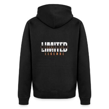 Limited Teamleiter Legende. - Unisex Premium Bio Zip Hoodie - Schwarz - Hinten - Nico (187cm)