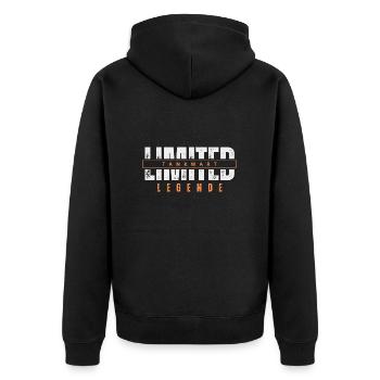 Limited Tankwart Legende. - Unisex Premium Bio Zip Hoodie - Schwarz - Hinten - Nico (187cm)