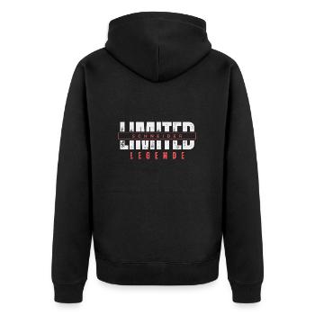 Limited Tailor Legend. - Unisex Premium Organic Zip Hoodie - black - Back - Nico (187cm)