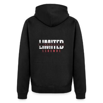 Limited Ingenieur Legende. - Unisex Premium Bio Zip Hoodie - Schwarz - Hinten - Nico (187cm)