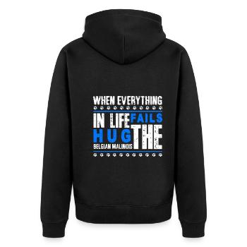 Hug The Belgian Malinois - Unisex Premium Organic Zip Hoodie - black - Back - Nico (187cm)