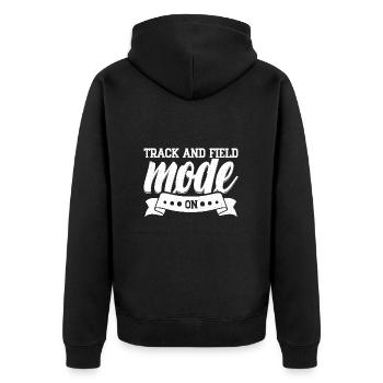 Track Athletics Track & Field Mode On - Unisex Premium Bio Zip Hoodie - Schwarz - Hinten - Nico (187cm)