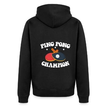 Ping Pong Champion Design Table Tennis and - Unisex Premium Organic Zip Hoodie - black - Back - Nico (187cm)