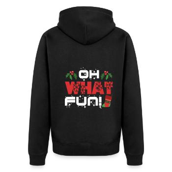 Christmas Oh What Fun - Unisex Premium Organic Zip Hoodie - black - Back - Nico (187cm)