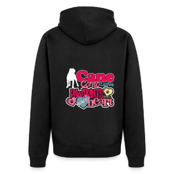 Love Cane Corso Pawprints On Your Heart - Unisex Premium Organic Zip Hoodie - black - Back - Nico (187cm)