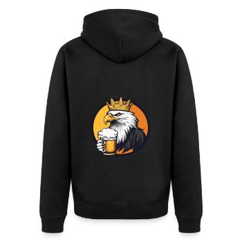 Adler Bier - Unisex Premium Bio Zip Hoodie - Schwarz - Hinten - Nico (187cm)