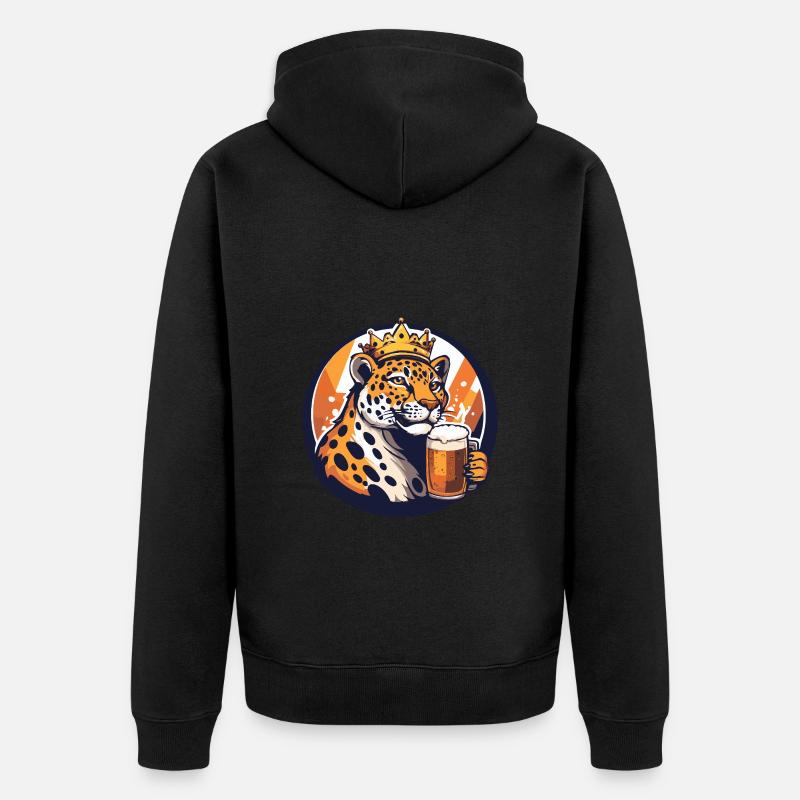 Leopard Bier - Unisex Premium Bio Zip Hoodie - Schwarz