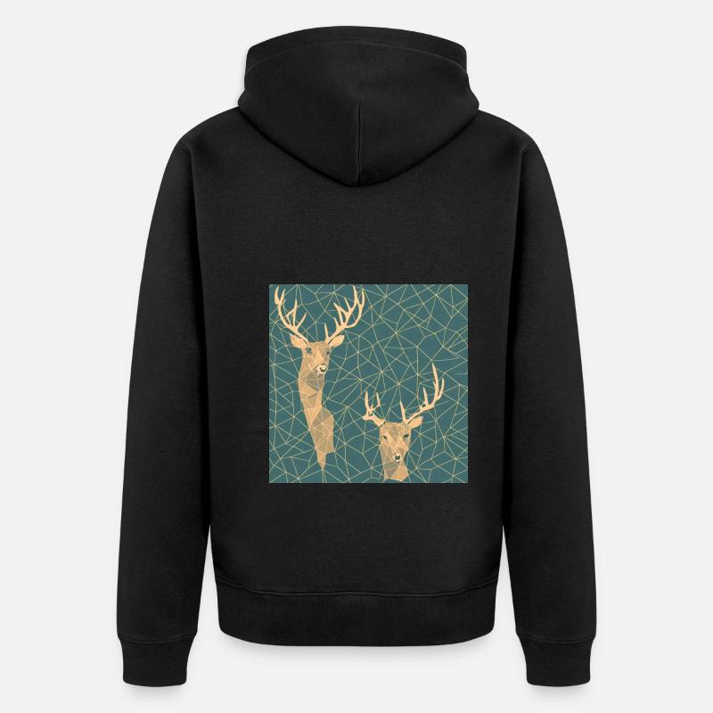 Cerfs de chevreuil géométriquement - Veste à capuche bio Premium Unisexe - noir