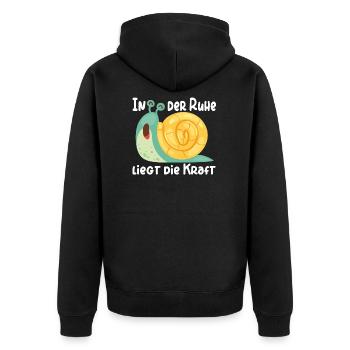 Schnecke in der Ruhe liegt die Kraft - Unisex Premium Bio Zip Hoodie - Schwarz - Hinten - Nico (187cm)