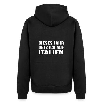 Fußball Fußballexperte Fußballnation Abseits - Unisex Premium Bio Zip Hoodie - Schwarz - Hinten - Nico (187cm)