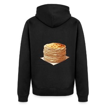 Blini russische Pfannkuchen Russland Crepes Russen - Unisex Premium Bio Zip Hoodie - Schwarz - Hinten - Nico (187cm)
