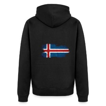 Iceland - National Flag, Brush Effect - Unisex Premium Organic Zip Hoodie - black - Back - Nico (187cm)