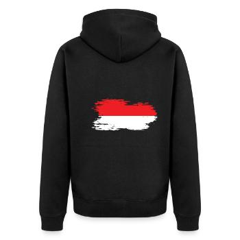 Indonesien - Nationalfahne, Pinseleffekt - Unisex Premium Bio Zip Hoodie - Schwarz - Hinten - Nico (187cm)