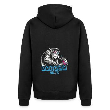 Lustiges Affe Schimpanse DNA - Unisex Premium Bio Zip Hoodie - Schwarz - Hinten - Nico (187cm)