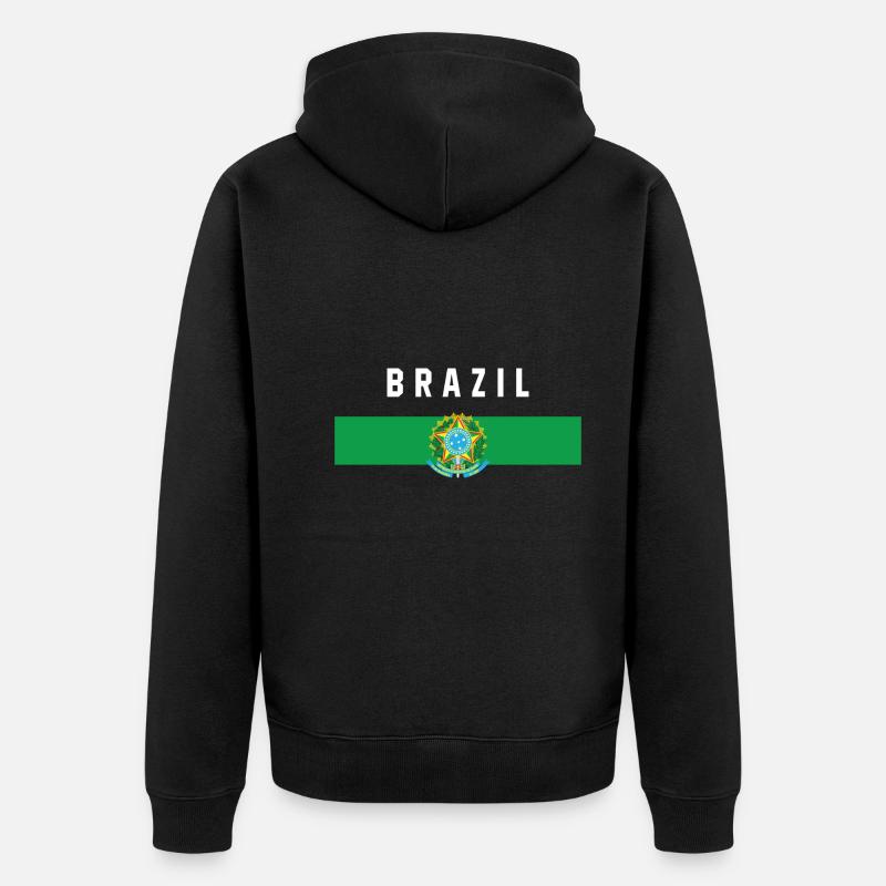 Brésil - drapeau et armoiries - Veste à capuche bio Premium Unisexe - noir