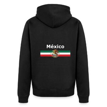Mexique - Drapeau et armoiries - Veste à capuche bio Premium Unisexe - noir - Dos - Nico (187cm)