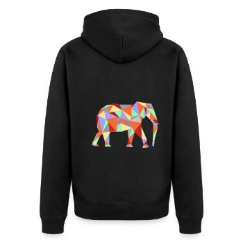 Elephant Geometric - Unisex Premium Organic Zip Hoodie - black - Back - Nico (187cm)