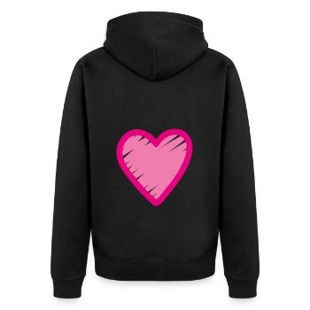 Pink Heart Icon - Unisex Premium Organic Zip Hoodie - black - Back - Nico (187cm)