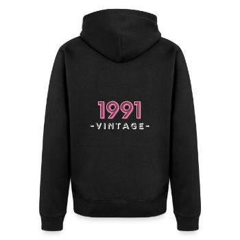 born 1991 gift idea birthday year 91 - Unisex Premium Organic Zip Hoodie - black - Back - Nico (187cm)