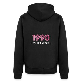 born 1990 gift idea birthday year 90 - Unisex Premium Organic Zip Hoodie - black - Back - Nico (187cm)