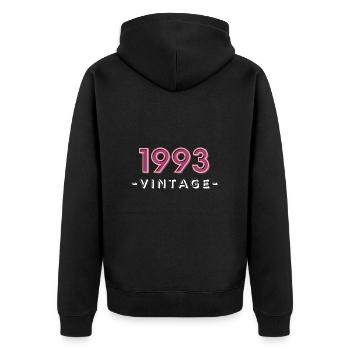 né 1993 idée cadeau anniversaire année 93 - Veste à capuche bio Premium Unisexe - noir - Dos - Nico (187cm)