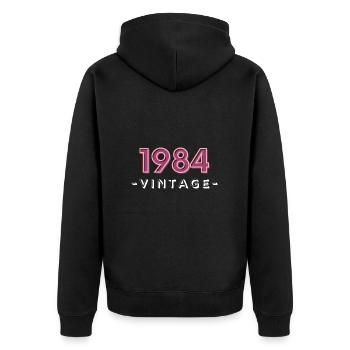 geboren 1984 geschenk idee geburtstag jahrgang 198 - Unisex Premium Bio Zip Hoodie - Schwarz - Hinten - Nico (187cm)