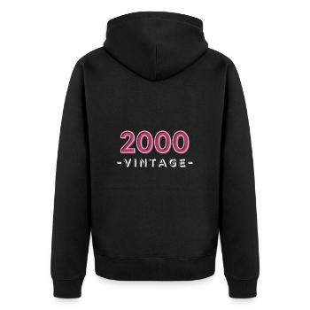 geboren 2000 geschenk idee geburtstag jahrgang 00 - Unisex Premium Bio Zip Hoodie - Schwarz - Hinten - Nico (187cm)
