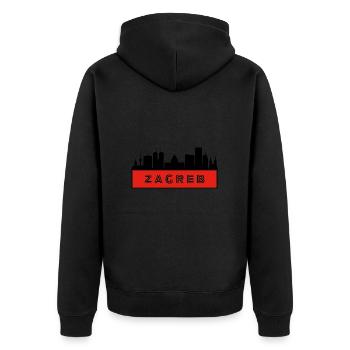 City of Zagreb - Croatia - Unisex Premium Organic Zip Hoodie - black - Back - Nico (187cm)