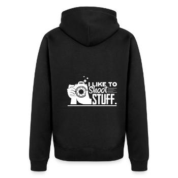 Photographer I Like To Shoot Stuff - Unisex Premium Organic Zip Hoodie - black - Back - Nico (187cm)