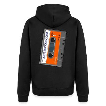 Kassettenkind - Unisex Premium Bio Zip Hoodie - Schwarz - Hinten - Nico (187cm)